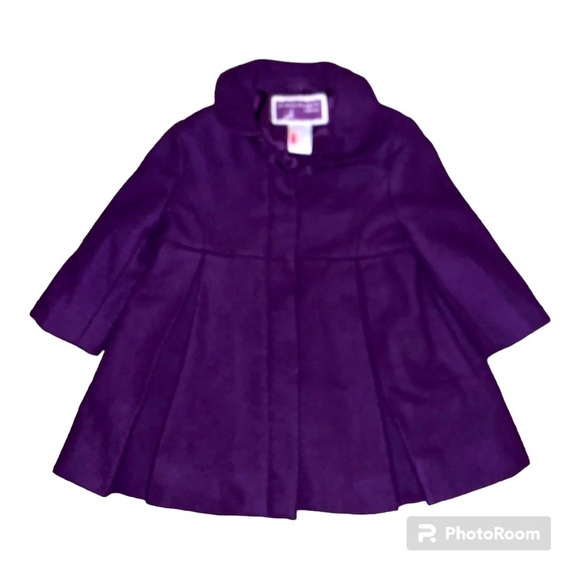 Janie and Jack collection wool purple pea coat size 6-12 months baby girl dressy - Picture 1 of 7
